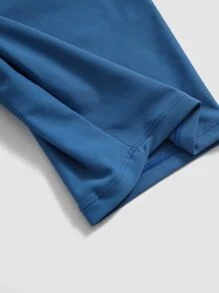 Tween Girl Solid Shorts Bikini Set Summer Beach - Blue - View 5