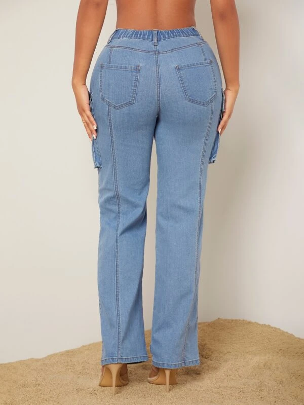 SHEIN SXY Vlak Dames jeans Knoop Zak Rits | SHEIN Nederland