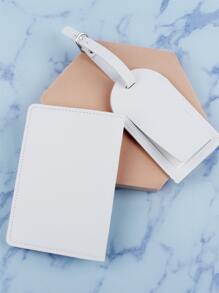 Funda para pasaporte con etiqueta para equipaje, Portapasaportes, Funda de pasaporte, Cartera de pasaporte, Bolsa de pasaporte, Monedero de pasaporte con diseño de letra - Blanco - Ver 3