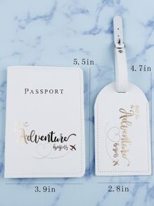 Funda para pasaporte con etiqueta para equipaje, Portapasaportes, Funda de pasaporte, Cartera de pasaporte, Bolsa de pasaporte, Monedero de pasaporte con diseño de letra - Blanco - Ver 6