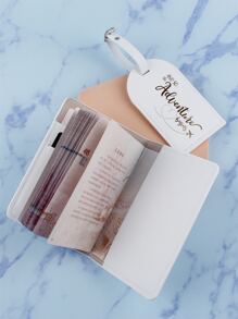 Funda para pasaporte con etiqueta para equipaje, Portapasaportes, Funda de pasaporte, Cartera de pasaporte, Bolsa de pasaporte, Monedero de pasaporte con diseño de letra - Blanco - Ver 7