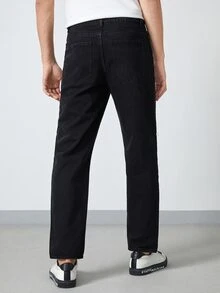 Manfinity Quần Jeans Nam Túi Bị tách Dây kéo Đồ họa - màu đen - Xem 2