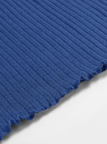 SHEIN LUNE Đầm Xù nhỏ Gân đan màu trơn Giải trí - Xanh đậm - Xem 5