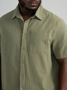 Manfinity VCAY Loose Men's Cotton Pocket Patched Shirt - Army Green - View 3