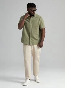 Manfinity VCAY Loose Men's Cotton Pocket Patched Shirt - Army Green - View 4