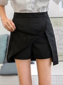 DAZY High Waist Wrap Front Skort - Black - View 8