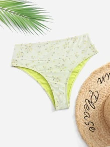 Floral Rib Bikini Bottom Summer - Mint Green - View 1