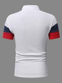 Manfinity Áo thun có cổ Nam Nút phía trước Khối Màu Giải trí - trắng - Xem 2