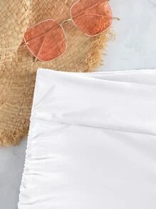 SHEIN Swim Summer Beach Plain Drawstring Bikini Bottom - White - View 5