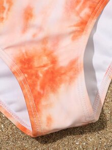 3 件装 Tween Girl 扎染比基尼套装和沙滩裙 夏日海滩 - 橘色 - 查看 3