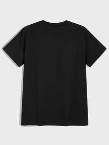 Manfinity Tops Nam Đắp vá Lá thư Giải trí - màu đen - Xem 2