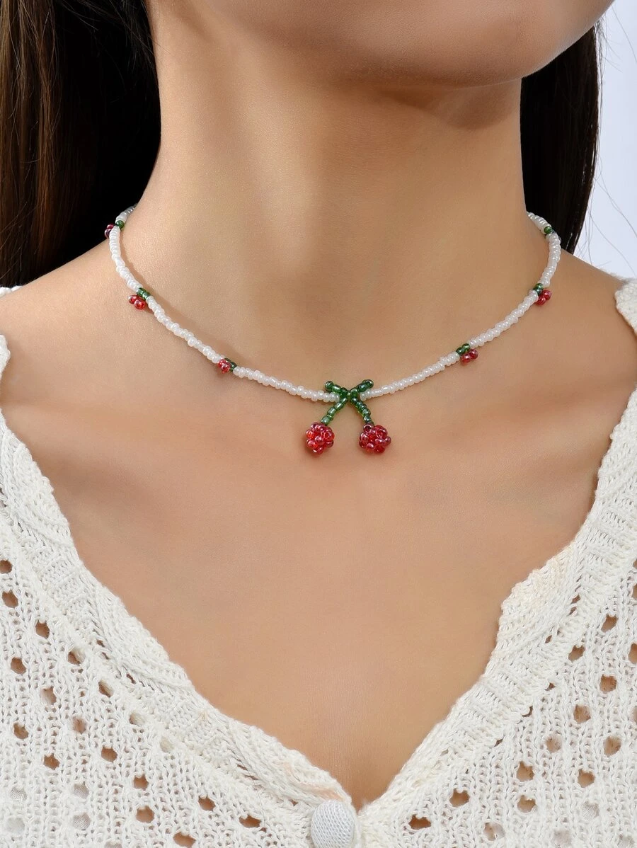 Cherry trang trí cườm vòng cổ - Nhiều màu - Xem 1