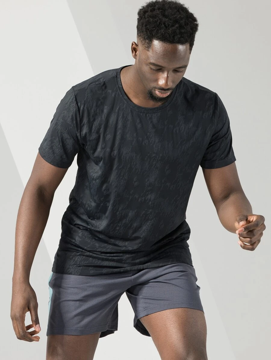 Áo thể thao cổ tròn nhanh khô kiểu Boyfriend dành cho nam - màu đen - Xem 1