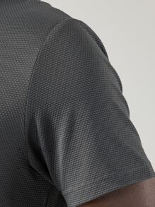 Boyfriend Style Men Round Neck Solid Sports Tee - Dark Grey - View 6