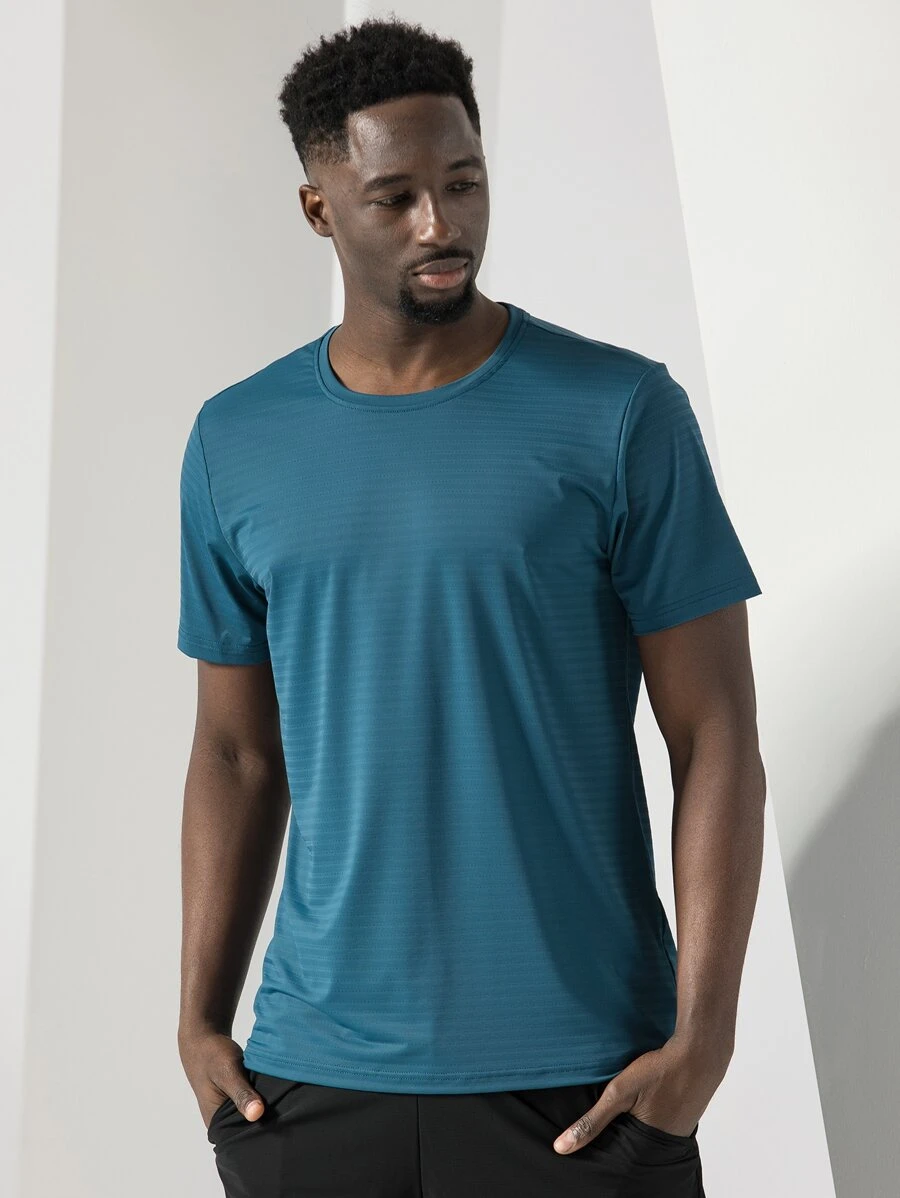 Áo thun thể thao cổ tròn trơn phong cách Boyfriend dành cho nam - Màu xanh ngọc - Xem 1