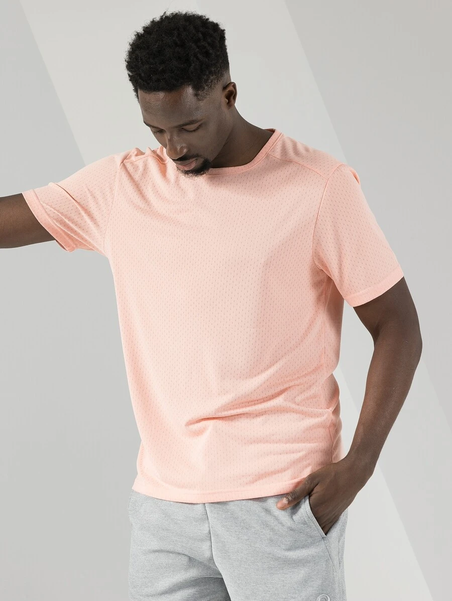 男友风纯色圆领运动 T 恤 - 珊瑚粉 - 查看 1