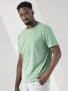 Camiseta deportiva de secado rápido y unicolor de estilo boyfriend para hombres - verde menta - Ver 1