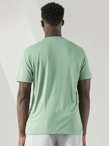 Camiseta deportiva de secado rápido y unicolor de estilo boyfriend para hombres - verde menta - Ver 2