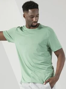 Camiseta deportiva de secado rápido y unicolor de estilo boyfriend para hombres - verde menta - Ver 3
