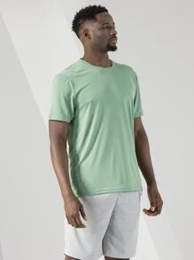 Camiseta deportiva de secado rápido y unicolor de estilo boyfriend para hombres - verde menta - Ver 4