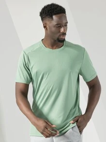 Camiseta deportiva de secado rápido y unicolor de estilo boyfriend para hombres - verde menta - Ver 5