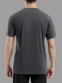 男友风男士纯色速干运动 T 恤 - 深灰色 - 查看 2