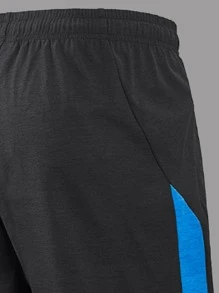 Quần short thể thao phối màu cạp chun phong cách bạn trai cho nam - màu đen - Xem 3