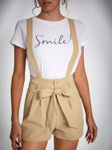 Áo liền quần nữ Thắt lưng Dây kéo Nút phía trước màu trơn Giải trí - Màu Khaki - Xem 4
