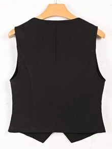 Mulvari 前紐扣不對稱下擺馬甲西裝外套 - 黑色 - 查看 2