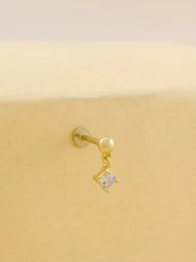 1pc Rhinestone Decor Stud Earring - Yellow Gold - View 1