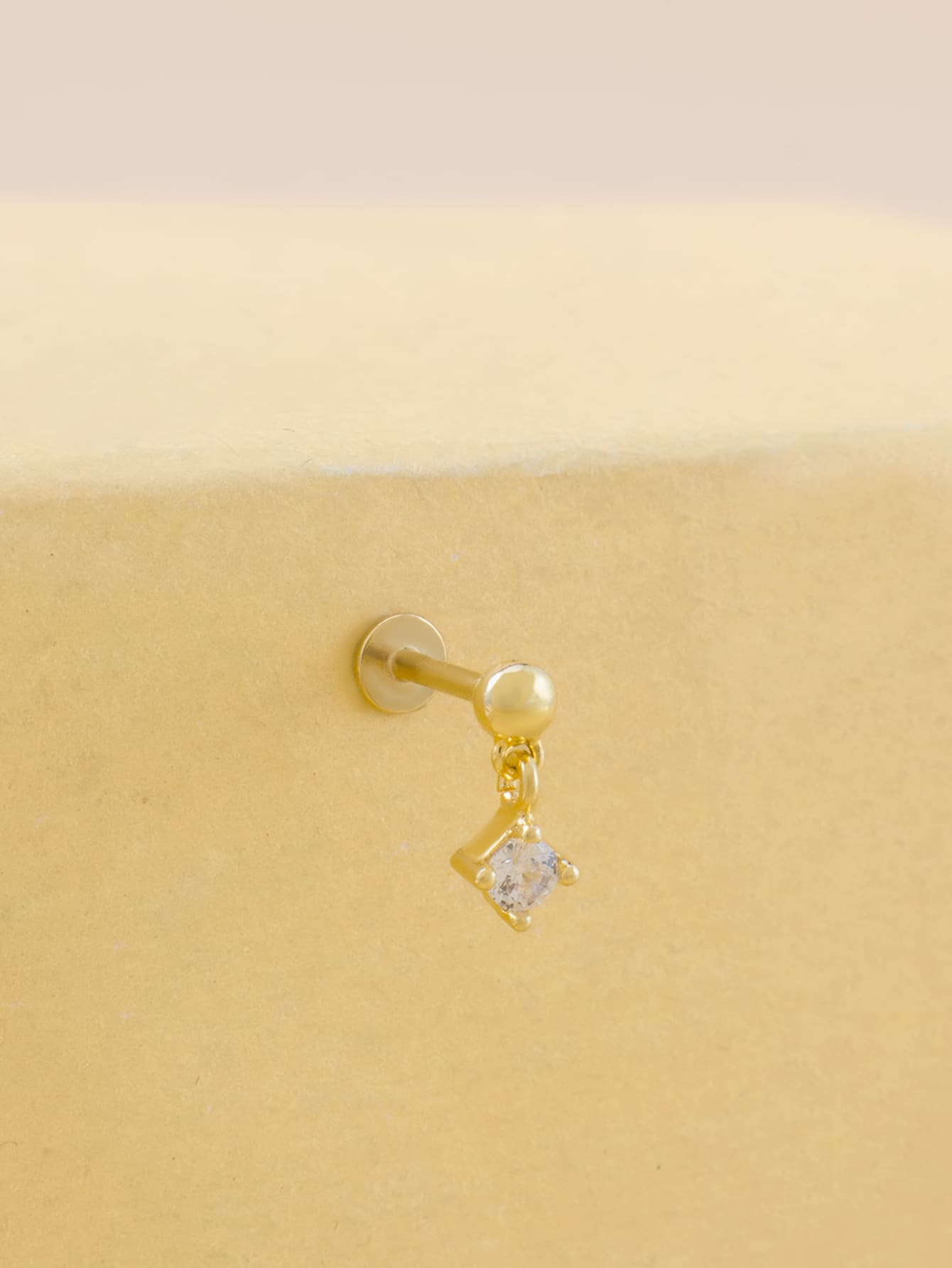 1pc Rhinestone Decor Stud Earring - Yellow Gold - View 1