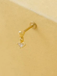 1pc Rhinestone Decor Stud Earring - Yellow Gold - View 2