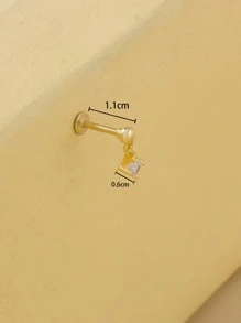 1pc Rhinestone Decor Stud Earring - Yellow Gold - View 3