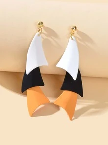 Color Block Geometric Drop Earrings - Multicolor - View 2