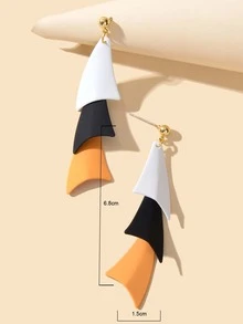 Color Block Geometric Drop Earrings - Multicolor - View 3