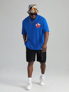 Manfinity Homme Men Plus Crane Print Tee - Royal Blue - View 3