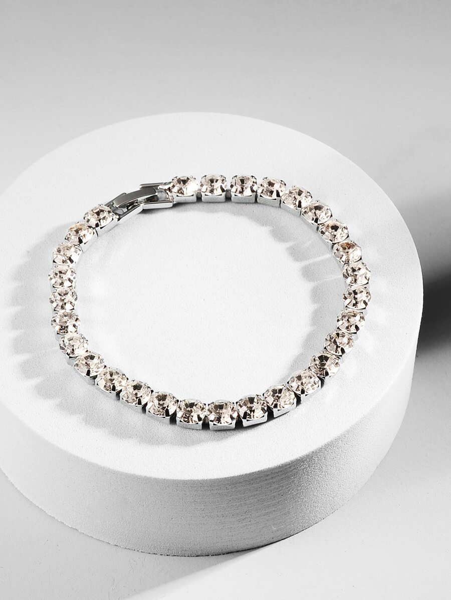 Pulsera de decoración de cristal para hombres de moda y popular para fiestas y para una apariencia elegante - Plateado - Ver 1