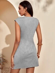 Solid Knot Side Dress - Grey - View 2
