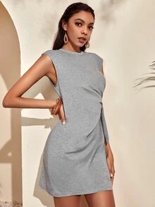 Solid Knot Side Dress - Grey - View 3