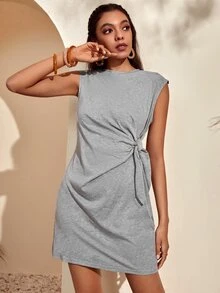 Solid Knot Side Dress - Grey - View 5