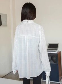 DAZY Camiseta Con Hombro Caido, Con Parche Y Bolsillo - Blanco - Ver 2