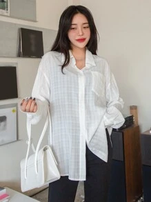 DAZY Camiseta Con Hombro Caido, Con Parche Y Bolsillo - Blanco - Ver 5