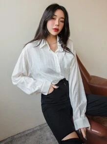 DAZY Camiseta Con Hombro Caido, Con Parche Y Bolsillo - Blanco - Ver 8