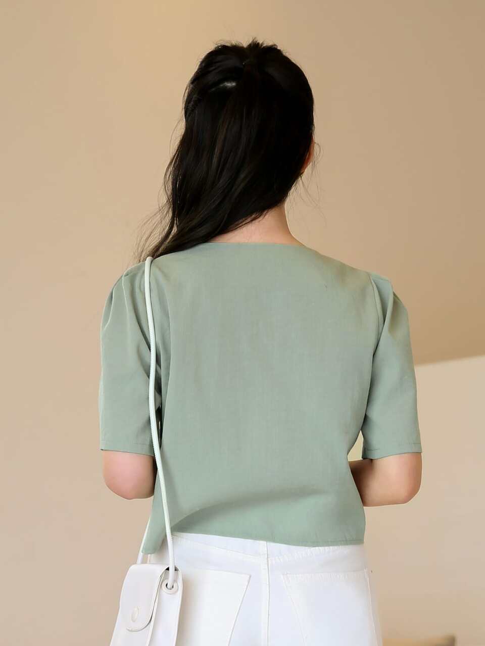 Puff Sleeve Button Front Blouse