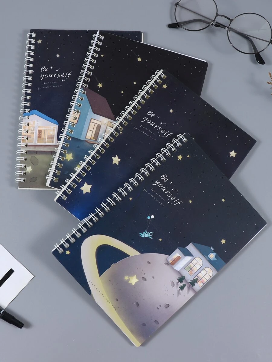 1pc Cartoon Graphic Máy tính xách tay xoắn ốc ngẫu nhiên - Nhiều màu - Xem 1