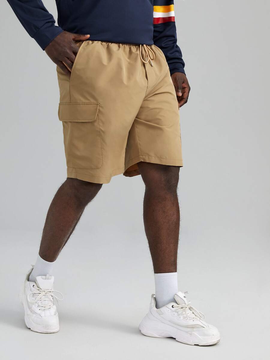 Manfinity Men Plus Flap Pocket Cargo Shorts - Khaki - View 1