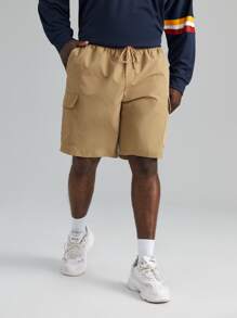 Manfinity Men Plus Flap Pocket Cargo Shorts - Khaki - View 4