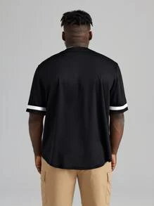 GENTILAND Men Plus Letter Graphic Patched Detail Shirt - Black - View 2