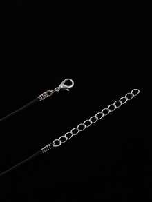 男士魚骨吊墜項鏈 - 銀色 - 查看 3