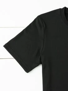 SHEIN LUNE Áo thun in hình trái tim Plus, Áo nữ, Mùa hè - màu đen - Xem 4